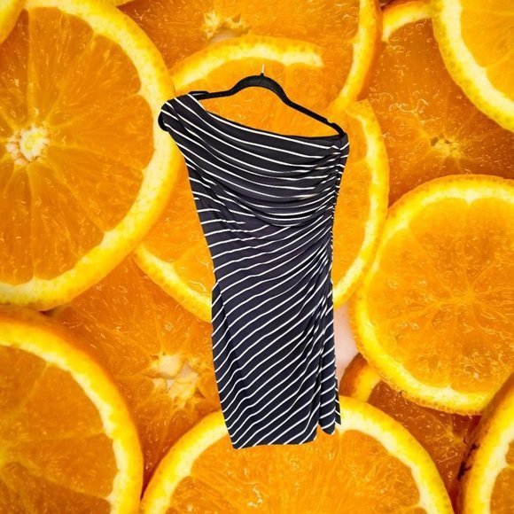 LAUREN Off Shoulder Black and White Dress Size 8 - Picture 2 of 7